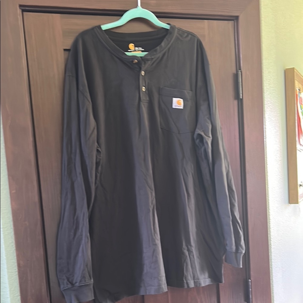 Carhartt Dark Long Sleeve Henley with Pocket
